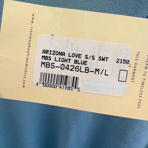 NWT I stole my boyfriends shirt Arizona love short sleeve sweatshirt - Picture 6 of 6